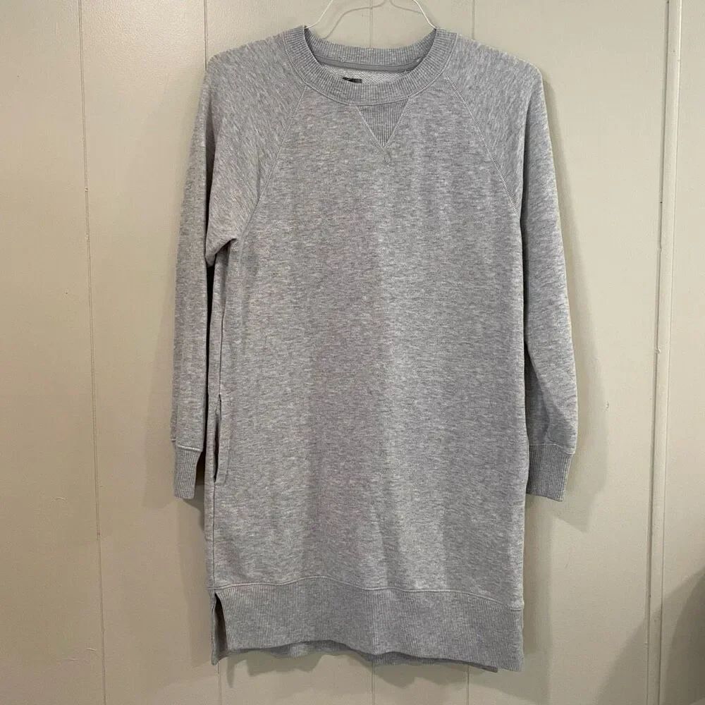 Aerie Longline Sweatshirt Dress Women’s Small Gray Cozy Pullover Tunic Crewneck